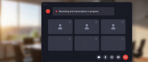 A Microsoft Teams like conferencing application, with Recording and Transcription in Progress